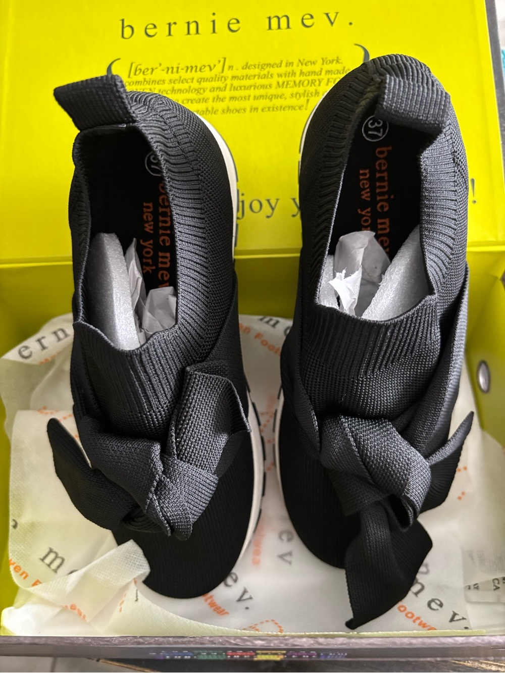 bernie mev. Black Knit Slip-On Sneakers with Treaded Sole
